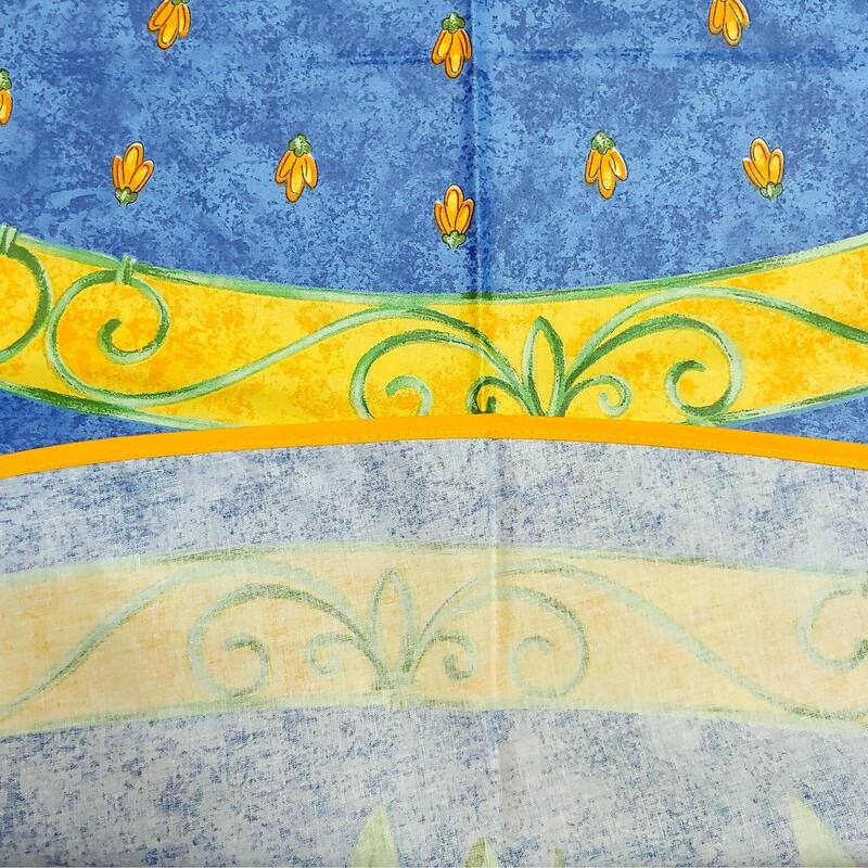 Wipeable French Spill Resistant Bees Print Acrylic Coated Tablecloth