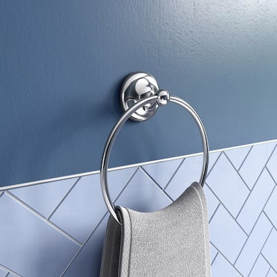 Croydex Grosvenor Flexi-Fix Screw or Glue Chrome Towel Ring