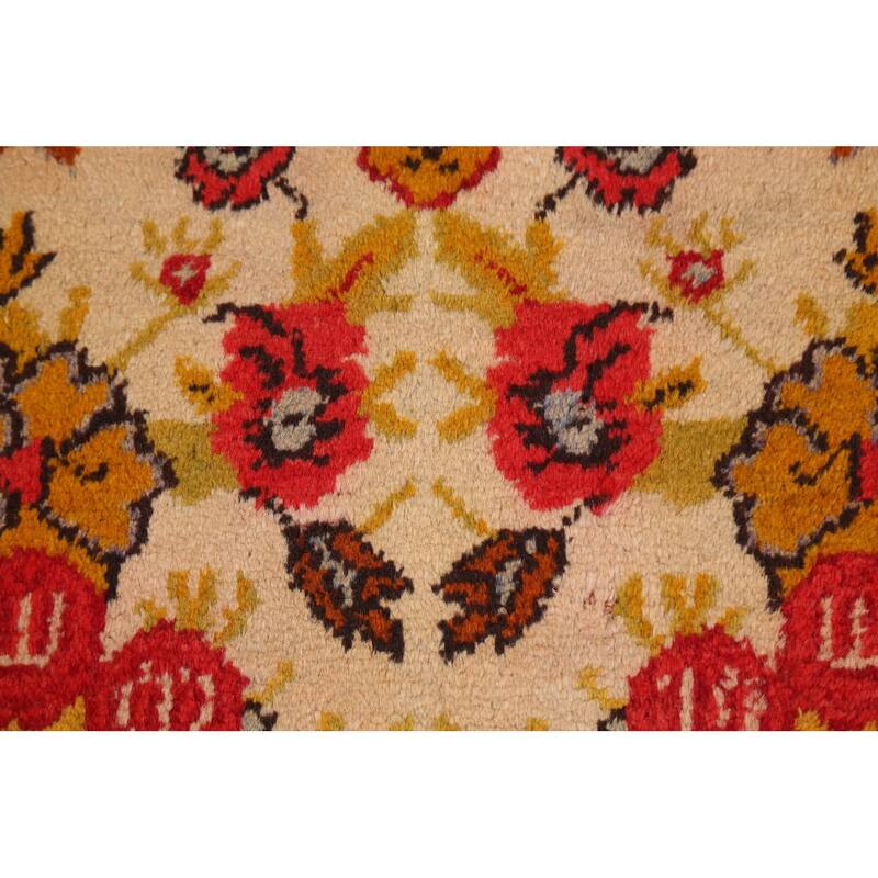 Antique Floral Kerman Persian Area Rug Hand-knotted Wool Carpet - 3'4" x 6'4"
