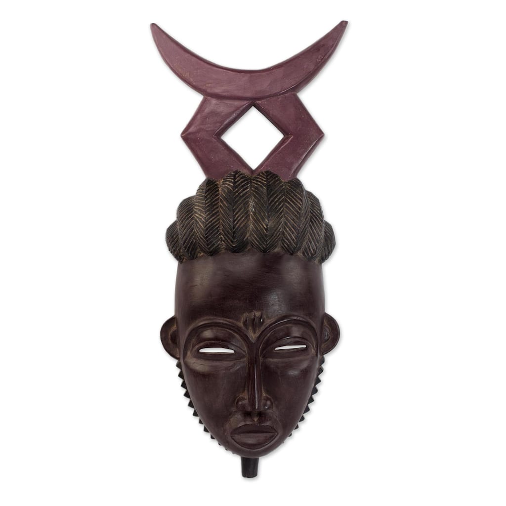 Novica Handmade Baule Crescent African Wood Mask