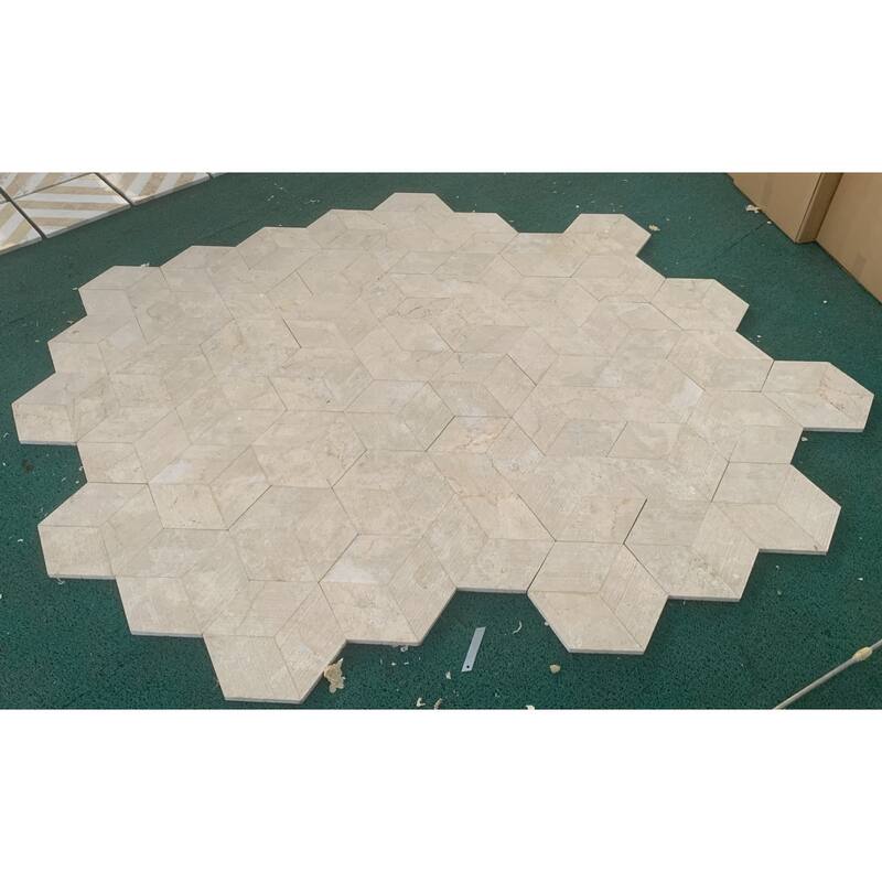 Roomfitters Hexagon Marble Tile, FS Textured 3D Fluted Natural Stone for Wall, Genuine Marble, 12-Piece Box, Gold Yellow Beige