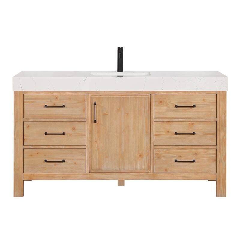 Leon 60 in. Single Bathroom Vanity with Composite Stone Top
