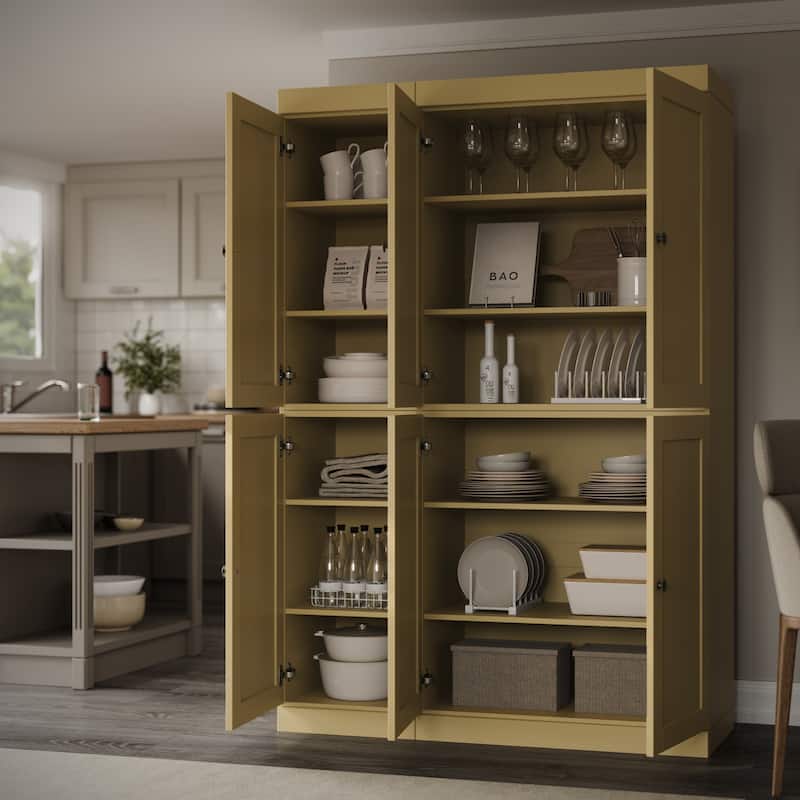 Palace Imports 100% Solid Wood 48.5" Pantry Cabinet with Shaker Doors and Adjustable Shelves - Yellow