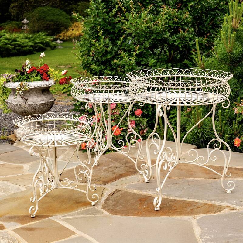 Set of 3 Round Plant Stands with Baskets "Copenhagen 1843"