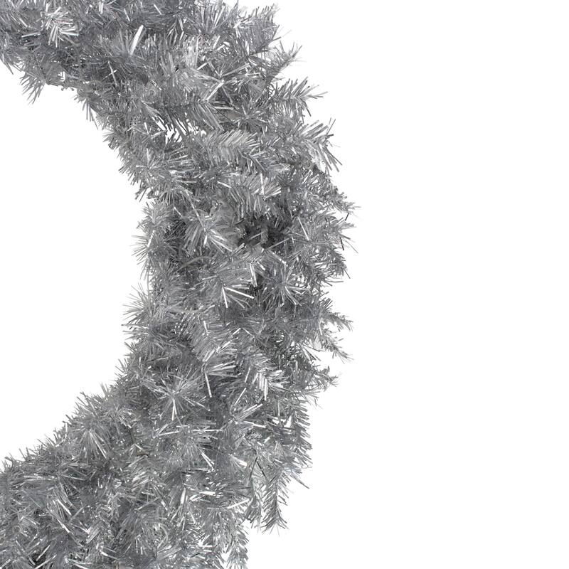 36" Silver Tinsel Artificial Christmas Wreath Unlit