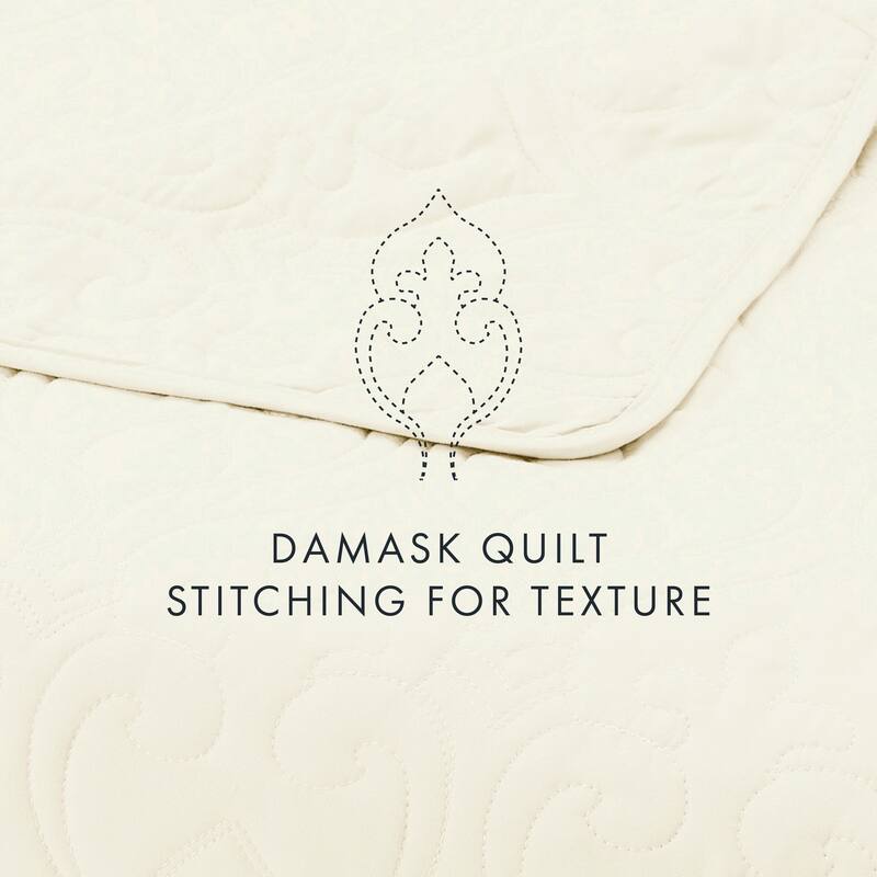Soft Essentials Premium Ultra Soft Damask Pattern Quilted Coverlet Set