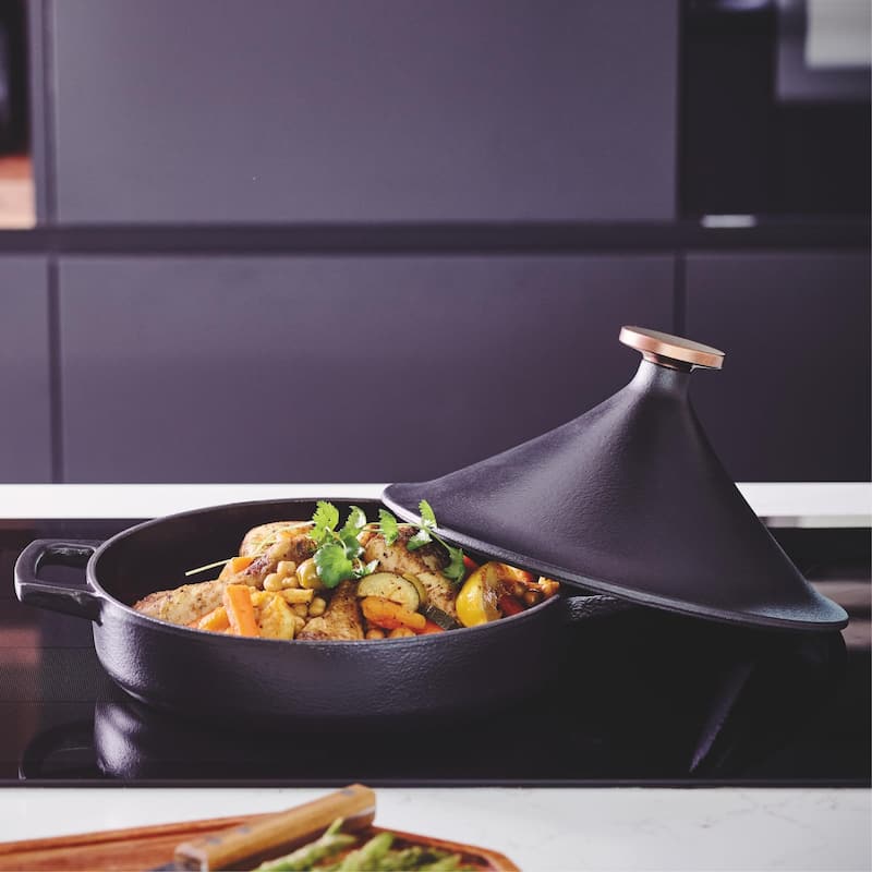 Alva Nori 3 Qt. Enameled Cast Iron Tagine Pot - 11" Black