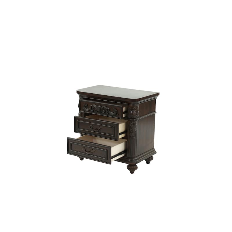 1pc Nightstand Cherry Veneer 2-Drawers