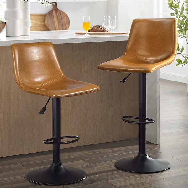Set of 4 Bar Stool Adjustable Height Swivel Velvet Woven On Sale