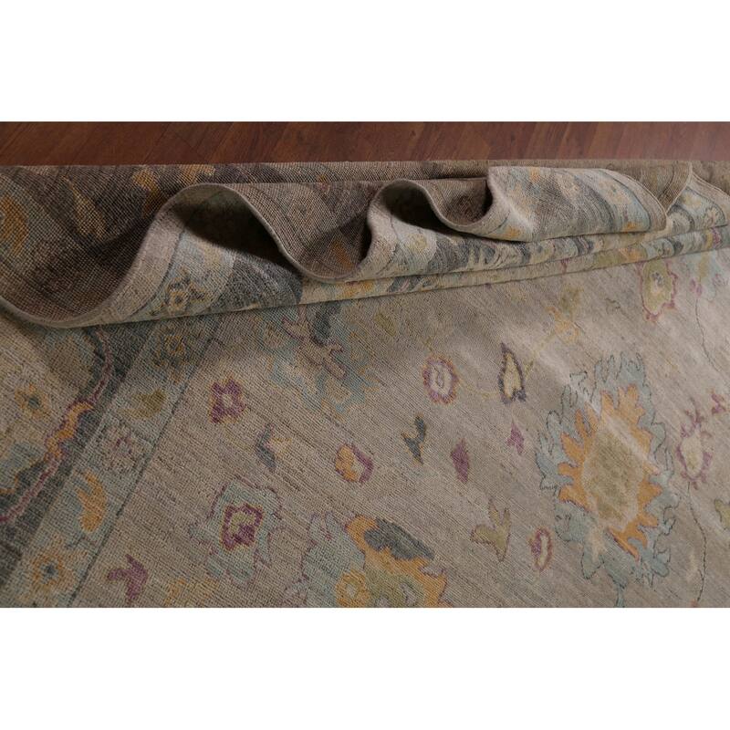 Vegetable Dye Oushak Turkish Large Rug Hand-Knotted Wool Carpet - 9'11"x 13'9"