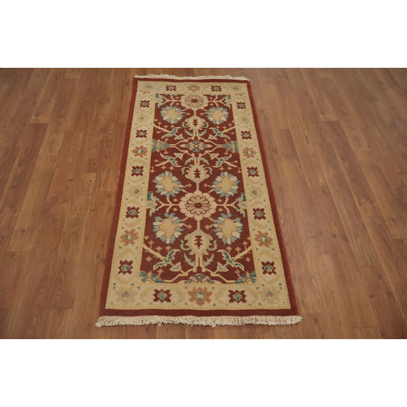 Hand Knotted Oriental 100% Wool Carpet Traditional All-Over Brown Ziegler Area Rug - 4' 0'' X 2' 0''