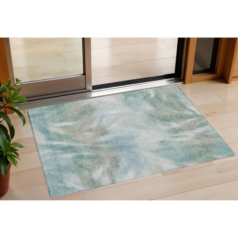 HomeRoots Abstract Transitional Rectangle Outdoor Rug - 3' x 5'