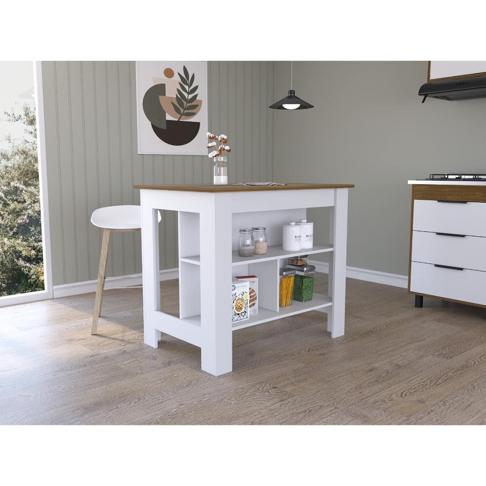 TUHOME Cala 3Shelf Wooden Casual Kitchen Island On Sale Bed Bath
