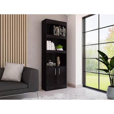 Bookcase for Office, Metal Hardware, Black Wengue Finish
