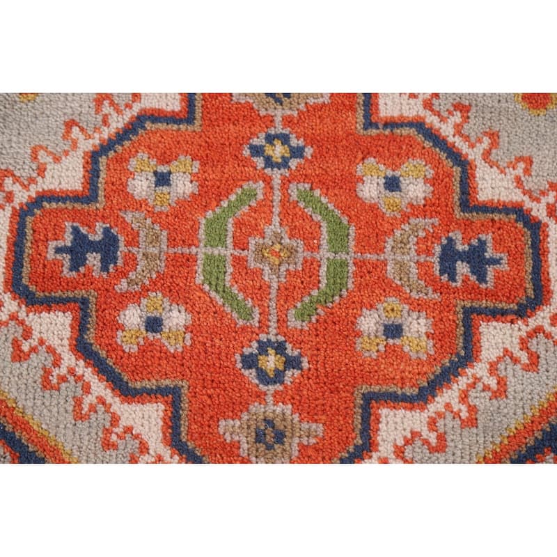 Geometric Green Kazak Indian Runner Rug Handmade Wool Carpet - 2'7"x 9'1"