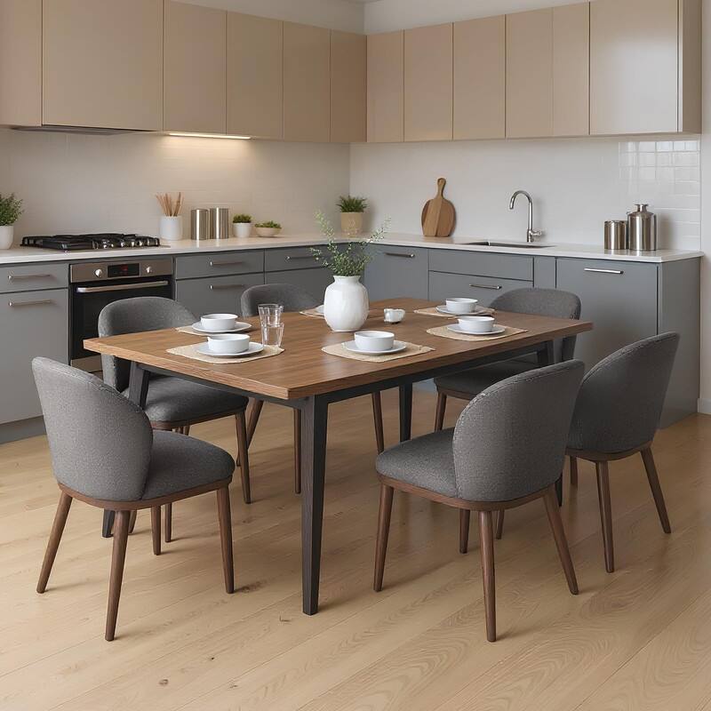 Dining Chairs Set of 2, Wood Legs Modern Upholstered with Ergonomic Back Support