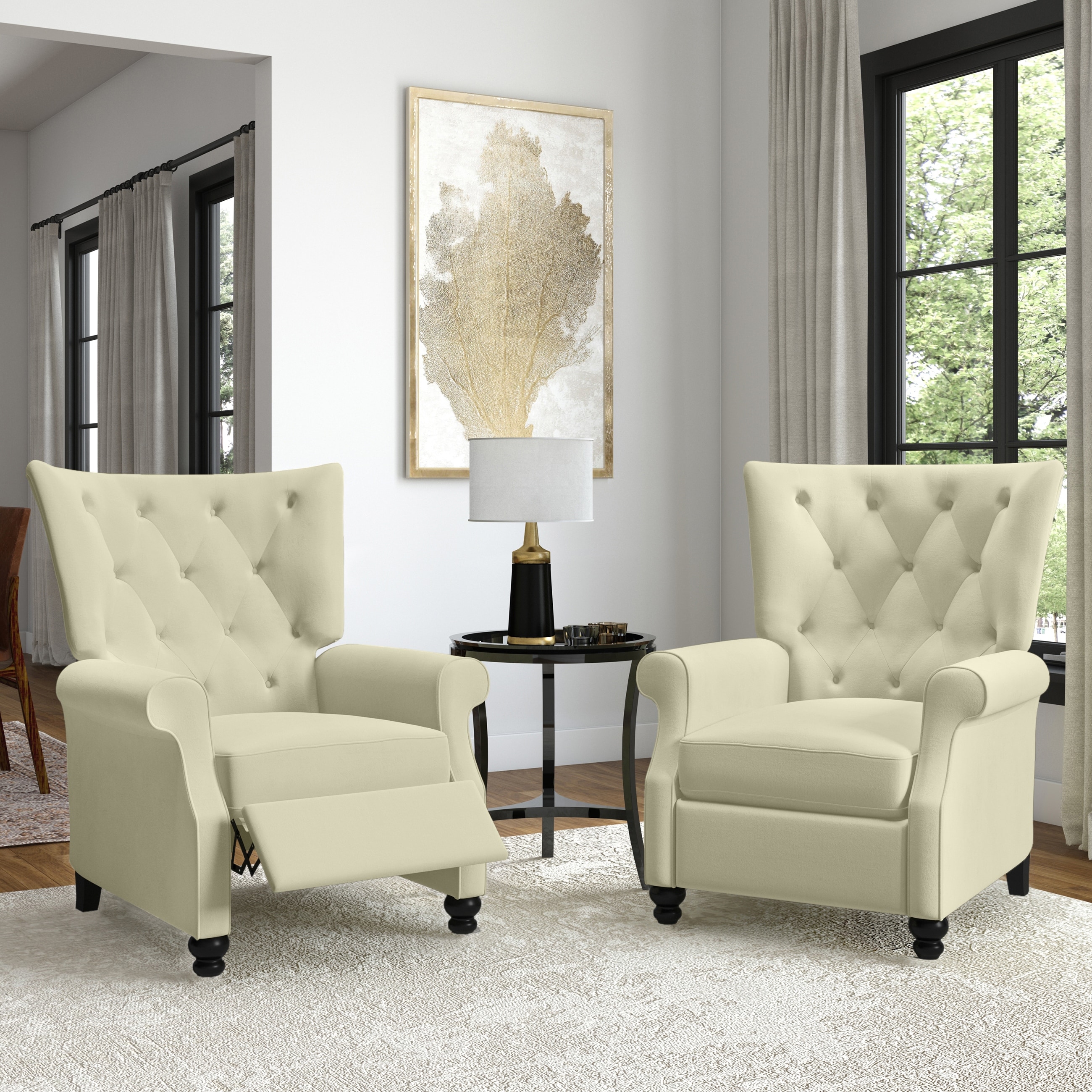 Copper Grove Plush Pushback Recliner Chairs Set of 2 On Sale