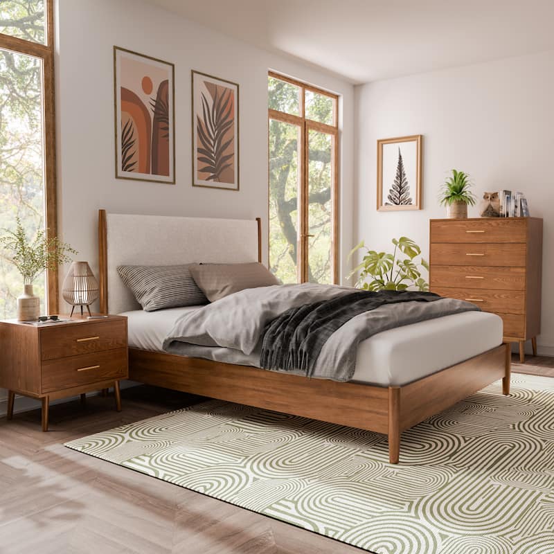 Furniture of America Beau Midcentury 3-Piece Kids Boucle Platform Bedroom Set - Full