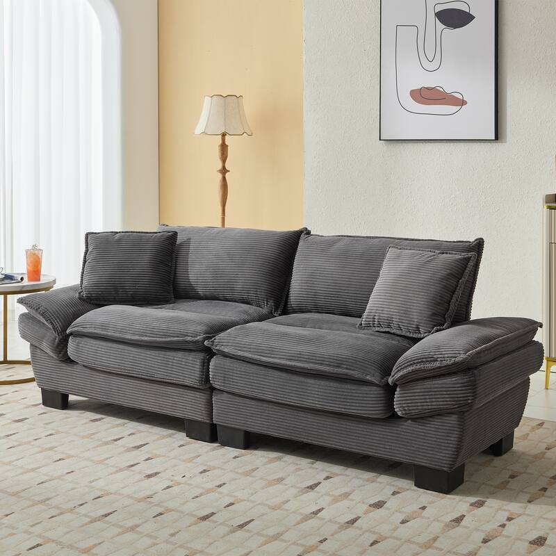 Durable 2-Seater Corduroy Couch with Broad Plastic Legs & Spacious 23-inch Seat