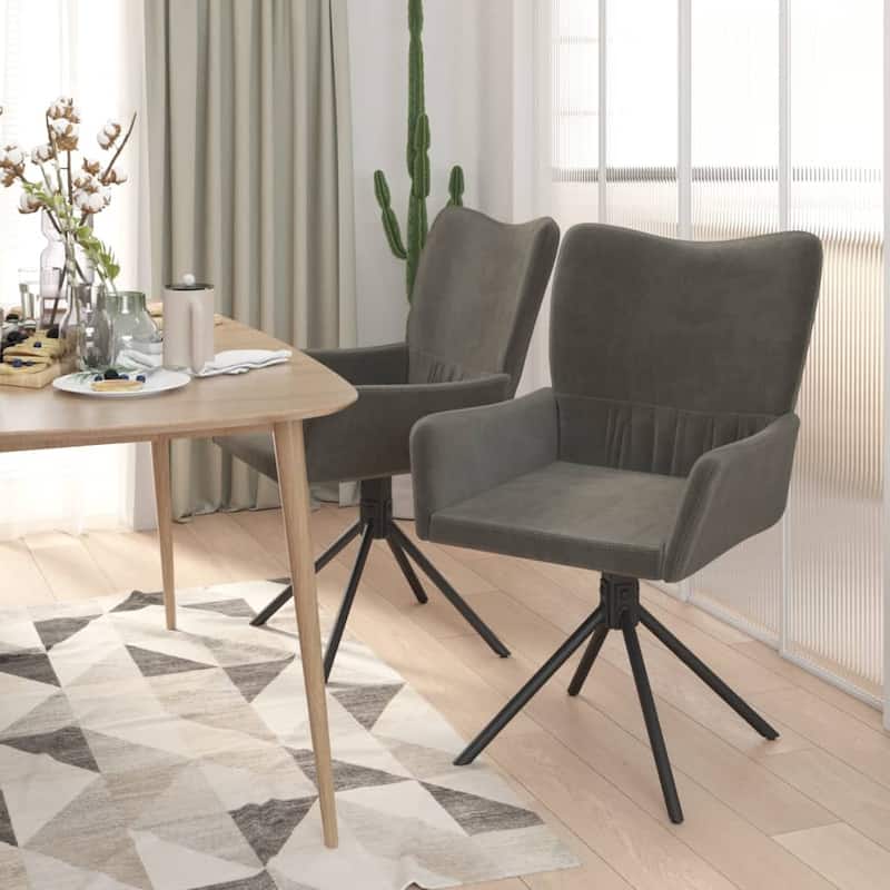 vidaXL Swivel Dining Chairs 2 Pcs Upholstered Accent Leisure Side Chair Velvet - 21.7" x 22" x 33.7"