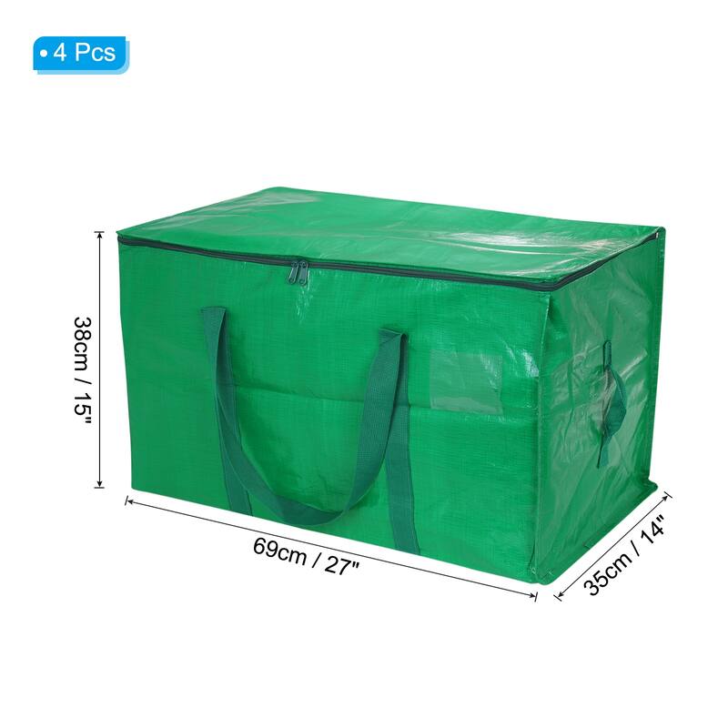 4 Pcs Extra Large Moving Bags with Handles and Zipper - Green