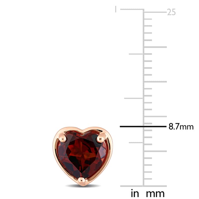 Miadora 14k Rose Gold Garnet Heart Stud Earrings