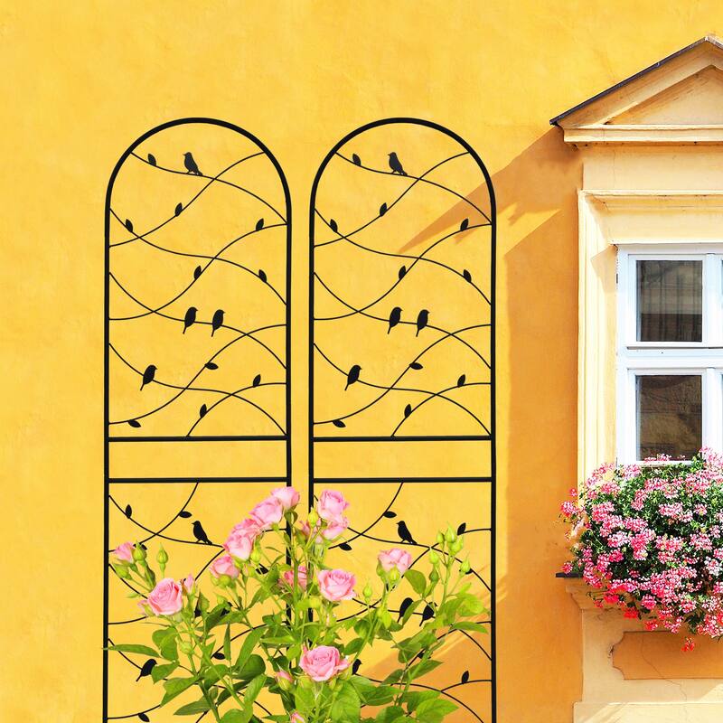 2 Pack Metal Garden Trellis Rustproof Trellis for Climbing Plants Outdoor Flower Support Black