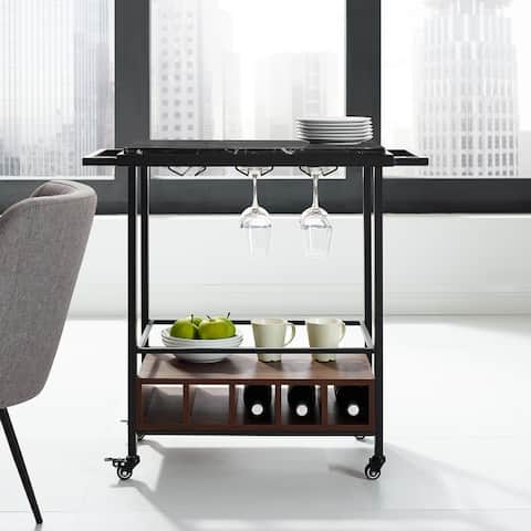 Middlebrook Faux Marble Serving Bar Cart