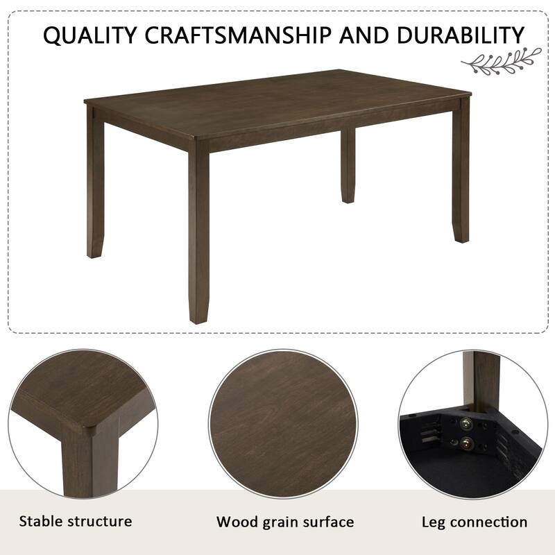 6 Piece Dining Table Set with Bench, Wooden Kitchen Table & 4 Upholstered Chairs, Modern Dining Room Furniture for Family Meals