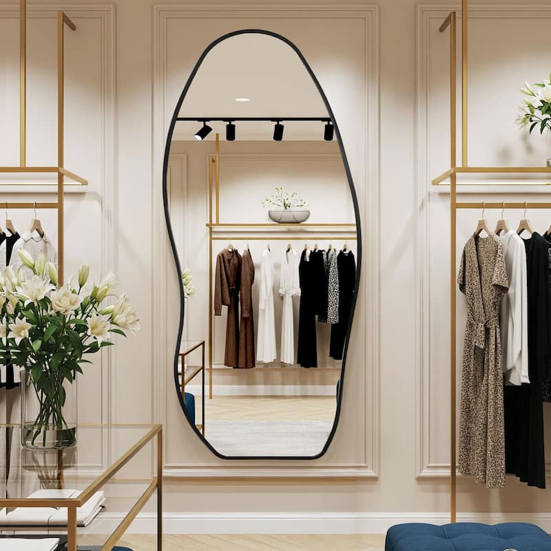 Metal Irregular Full Length Floor Mirror Freestanding Mirror Wall Mounted