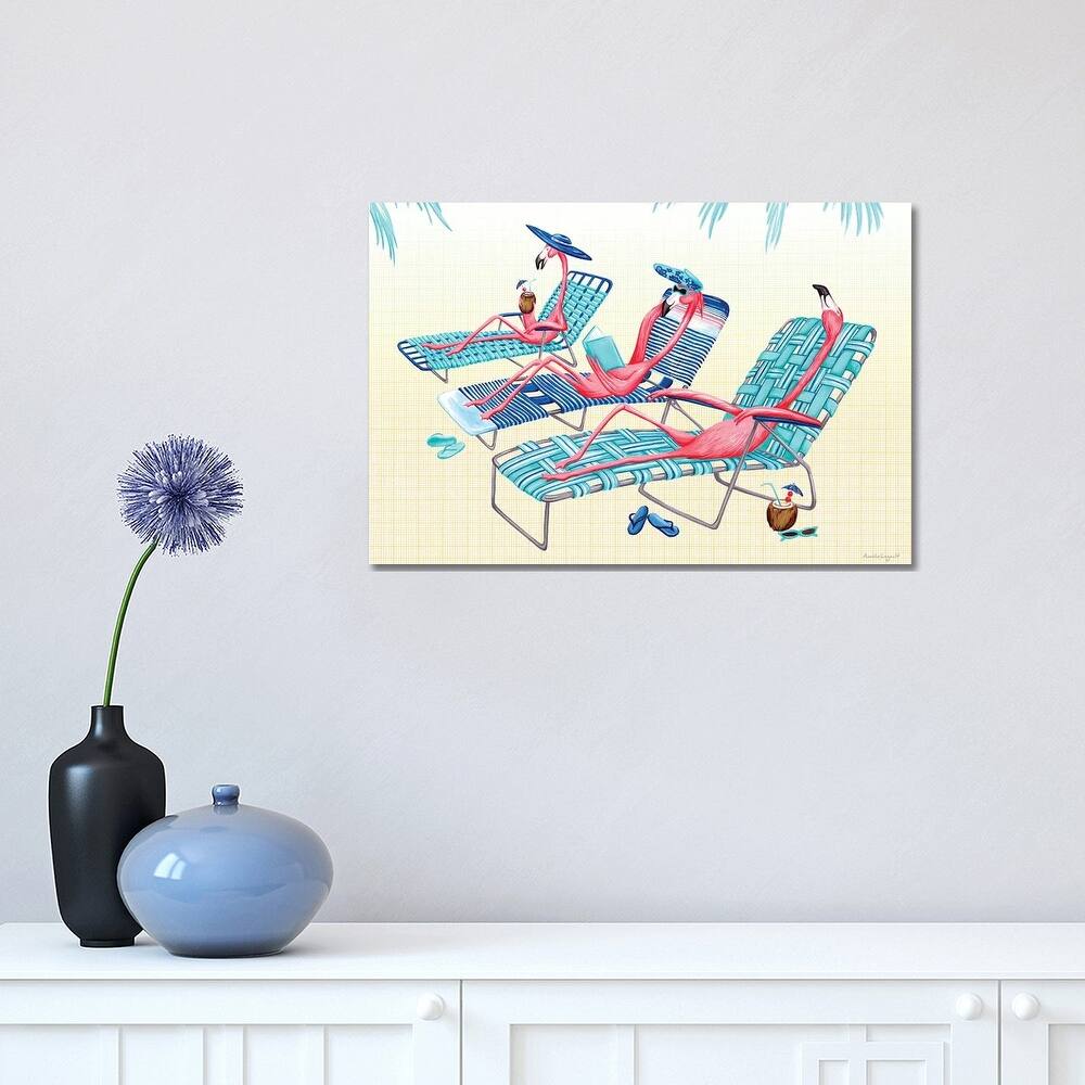 iCanvas "Flamingos Beach" by Amelie Legault Canvas Print
