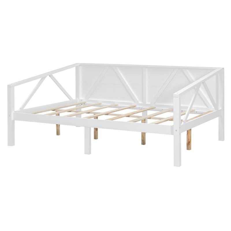 Full Size Daybed with Storage - Solid Wood Frame, Multi-Functional Sofa Bed, 600lb Capacity