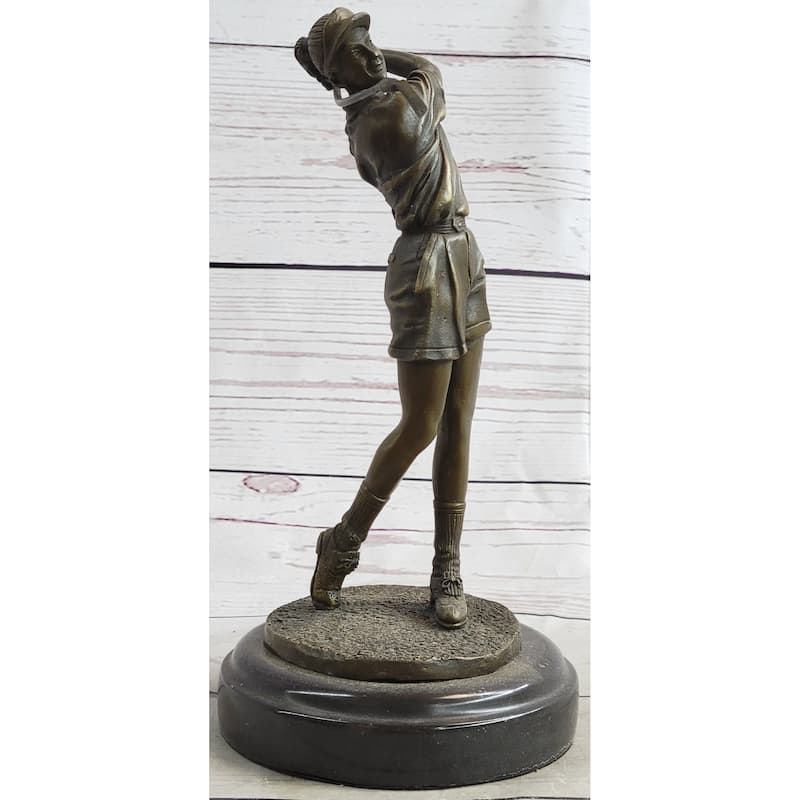 Hot Cast Bronze Female Golfer Golf Mom Statue Sculpture Gift Trophy Decor