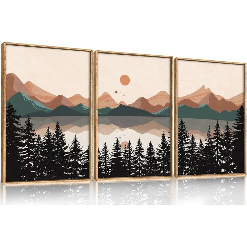 Lake Pines Tree Sunset Nature Landscape Art Print - 24 x 36
