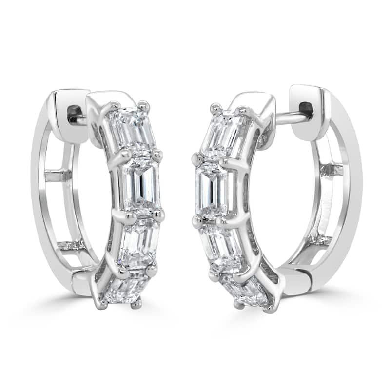 Joelle Collection Diamond Huggie Earrings 14K Gold - White