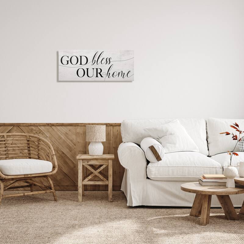 Stupell God Bless Our Home Quote Faith Based Typography Canvas Wall Art