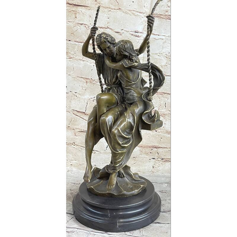 Hand Made Perfect Valentine Gift Couple In Love On Swing Set Bronze Figurine Lrg
