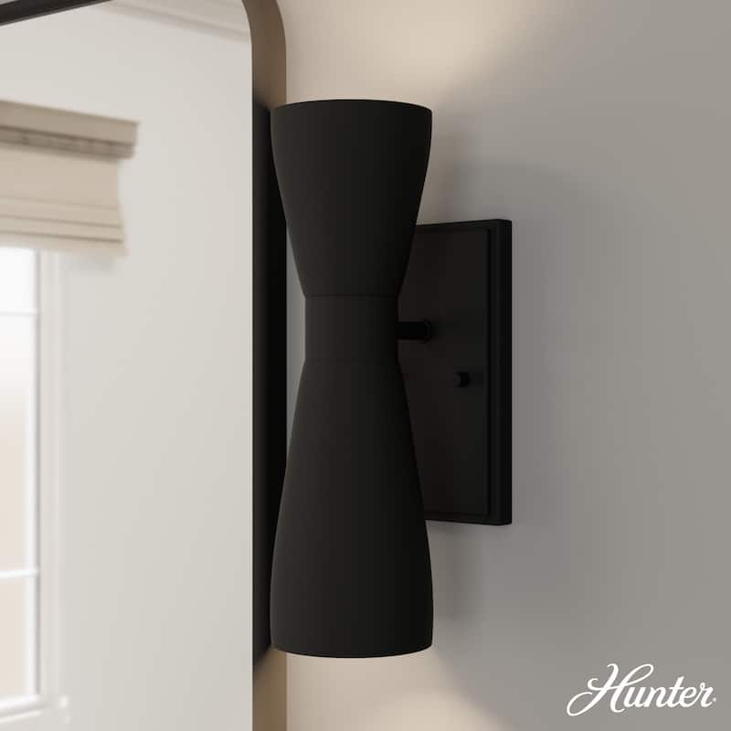 Hunter Zola Black 2-Light Wall Sconce - Bathroom, Bedroom, Dining Room, Hallway - Modern - Designer! - Matte Black