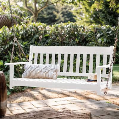 Cambridge Casual Austin Traditional Mahogany Wood Porch Swing - White