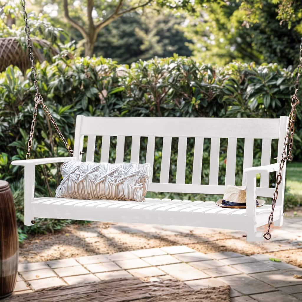 Cambridge Casual Austin Traditional Mahogany Wood Porch Swing - White