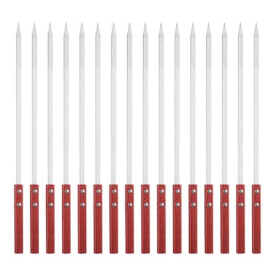 16pcs Kebob Skewers 45cmx10mmx2mm Flat Sticks with Wood Handle - 145cmx10mmx2mm