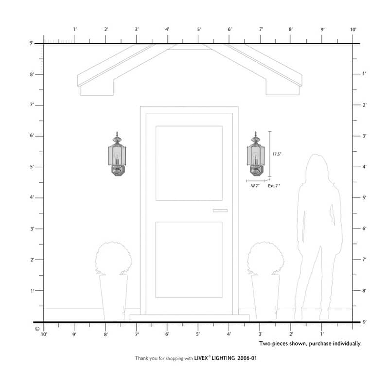 Livex Lighting 1-light Antique Brass Outdoor Wall Lantern, 2006-01 - 7" W x 17.5" H x 7" Ext.