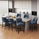 preview thumbnail 54 of 59, Upholstered Counter Height Bar Stools with wood legs for Kitchen Island Dining Room Set of 6 - Blue