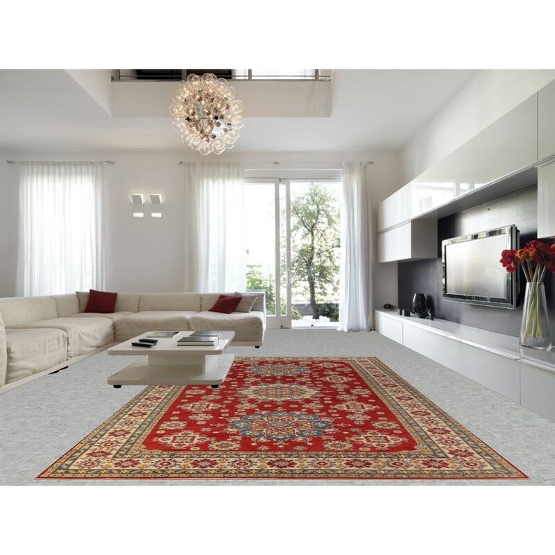 Hand Knotted Oriental 100% Wool Carpet Traditional Geometric Red Kazak Area Rug - 15' 10'' X 9' 9''