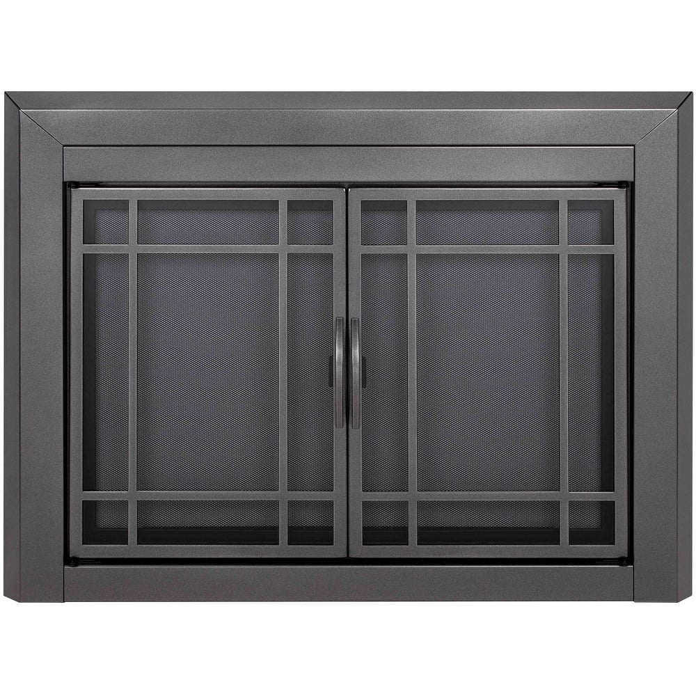 Pleasant Hearth Easton Fireplace Glass Door Small Black