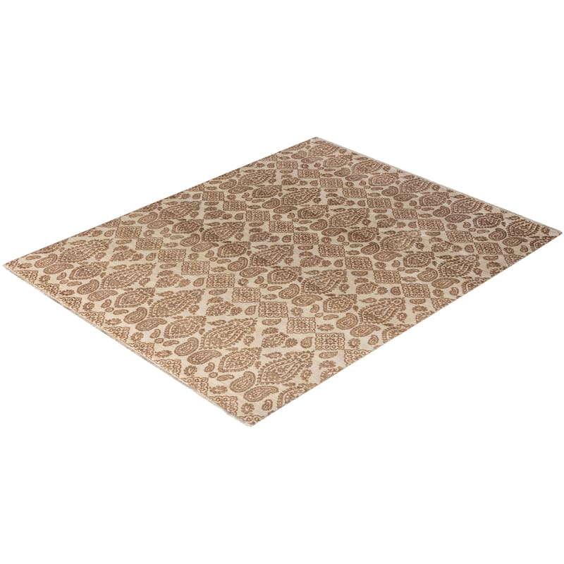 Ikat One-of-a-Kind Hand-Knotted Area Rug - Beige, 8' 3" x 10' 4" - 8' 3" x 10' 4"
