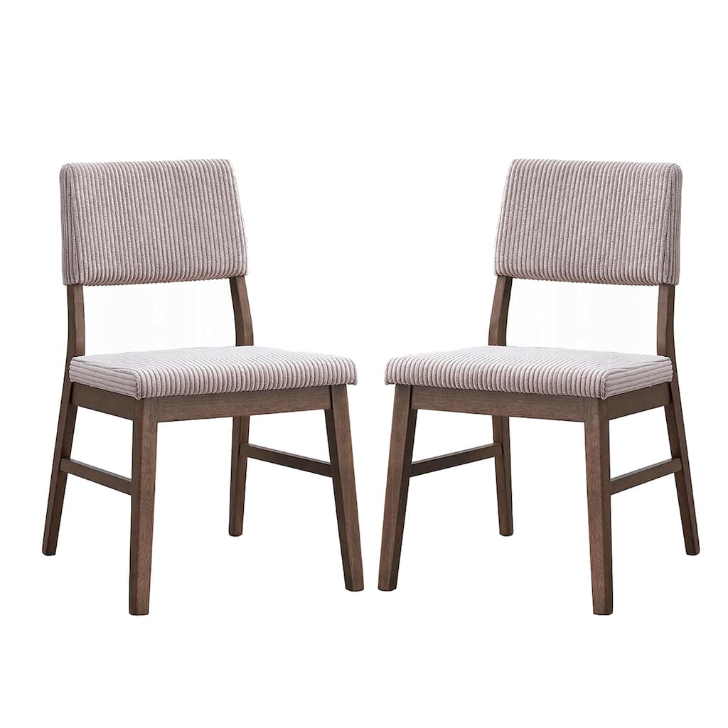 Set of 2 Corduroy Upholstered Dining Chairs