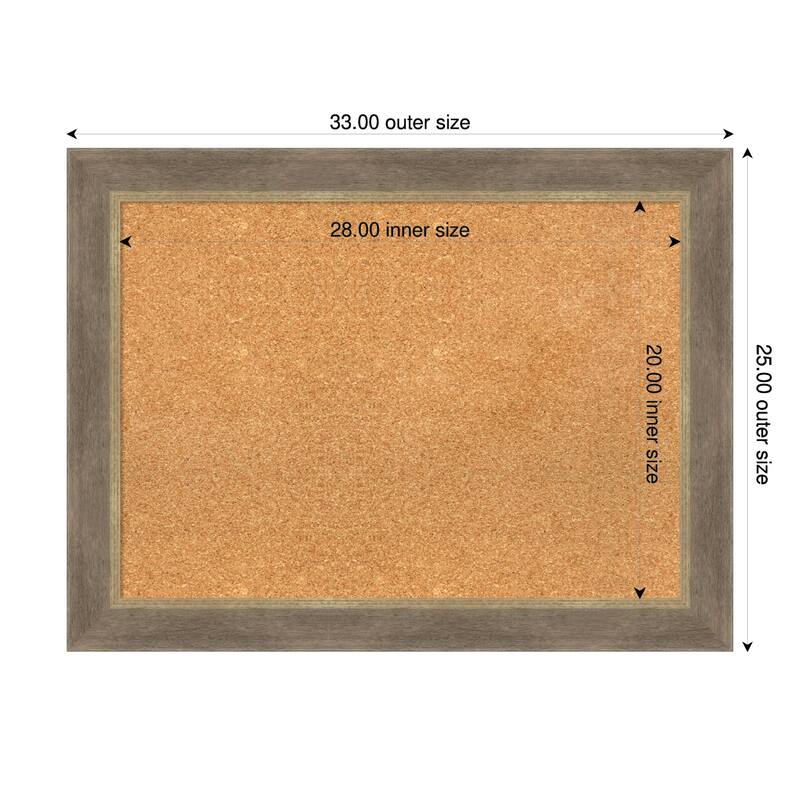 Driftwood Tan Wood Framed Cork Board - Bulletin Board, Organization Board, Pin Board - Natural - 33 x 25 in