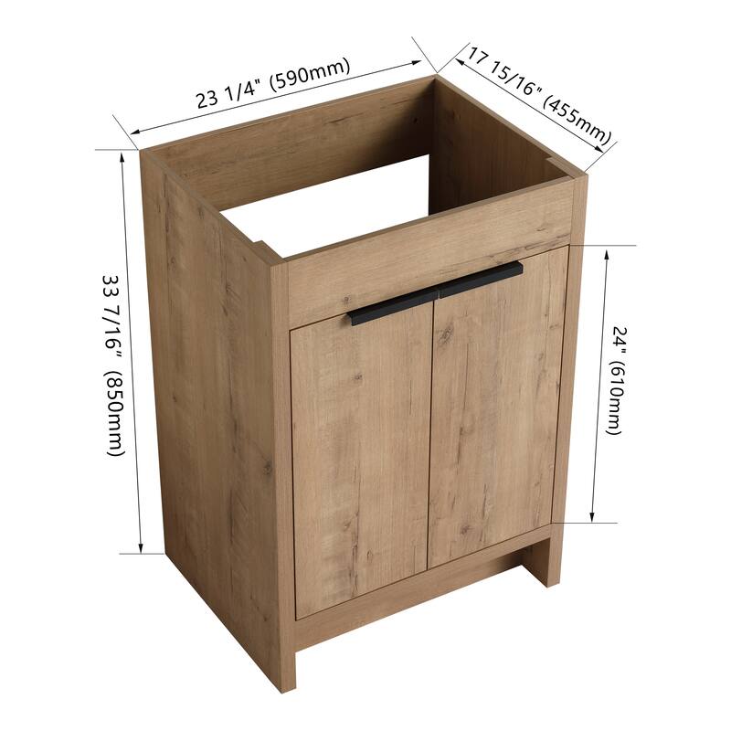 24/30/36 Inch Freestanding Bathroom Vanity Cabinet with Soft Close Door and Adjustable Shelf (Without Sink)