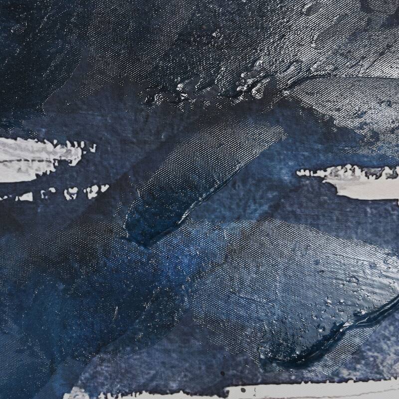 Abstraction - Printed and Hand Embellished Abstract Canvas - Silver, Black Frame